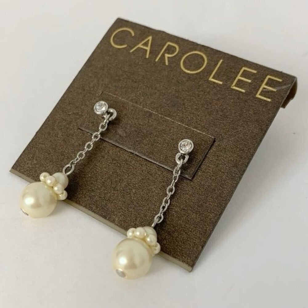 Carolee New York faux pearls dangle drop earrings NWT